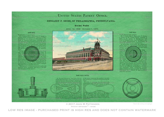 Shibe Park Philadelphia Athletics Phillies Patent Artwork Print