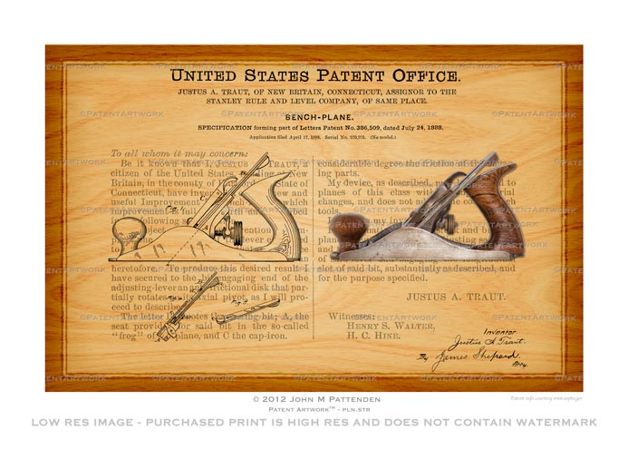 Stanley Bench Plane Patent Artwork Print