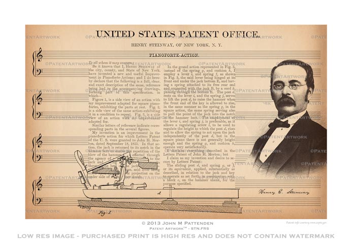 Steinway First Patent Artwork Print