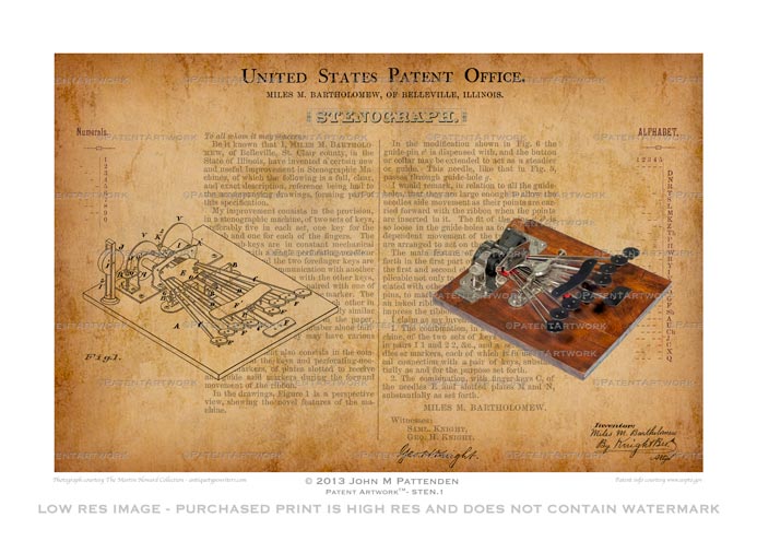 Stenograph 1879 Patent Artwork Print