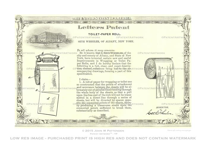 Toilet Paper Roll Patent Artwork Print