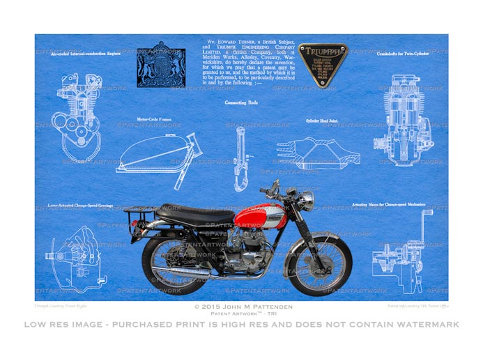 Triumph Motorcycle Patent Artwork Print