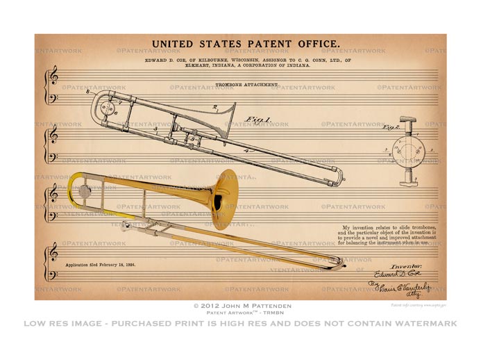 Trombone Patent Artwork Print
