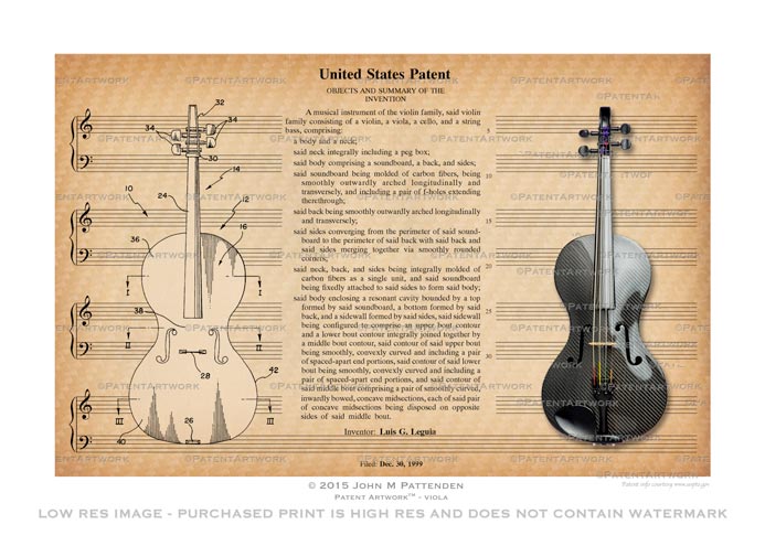 Viola Patent Artwork Print