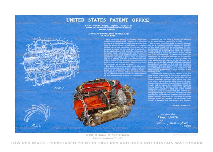 Whittle Jet Engine Patent Artwork Print