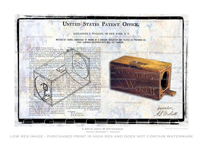 Wolcott First Camera Patent Artwork Print