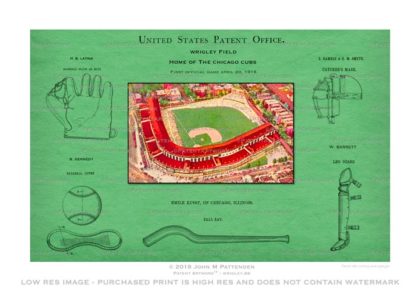 Wrigley Field Chicago Cubs Patent Artwork Print
