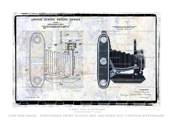 Zeiss Bellows Camera Patent Artwork Print